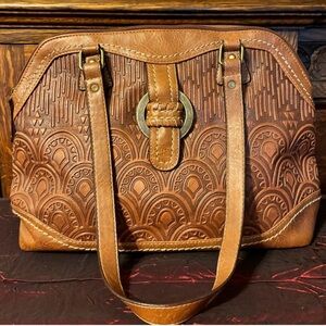 B.O.C. Saddle Brown Embossed Handbag/Satchel